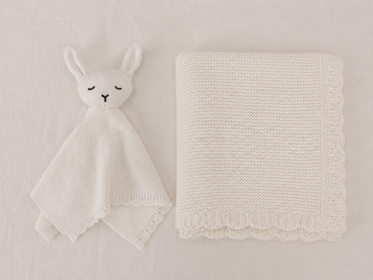 White – Personalised Organic Cotton Bunny Comforter & Blanket Gift Set | Free Embroidery