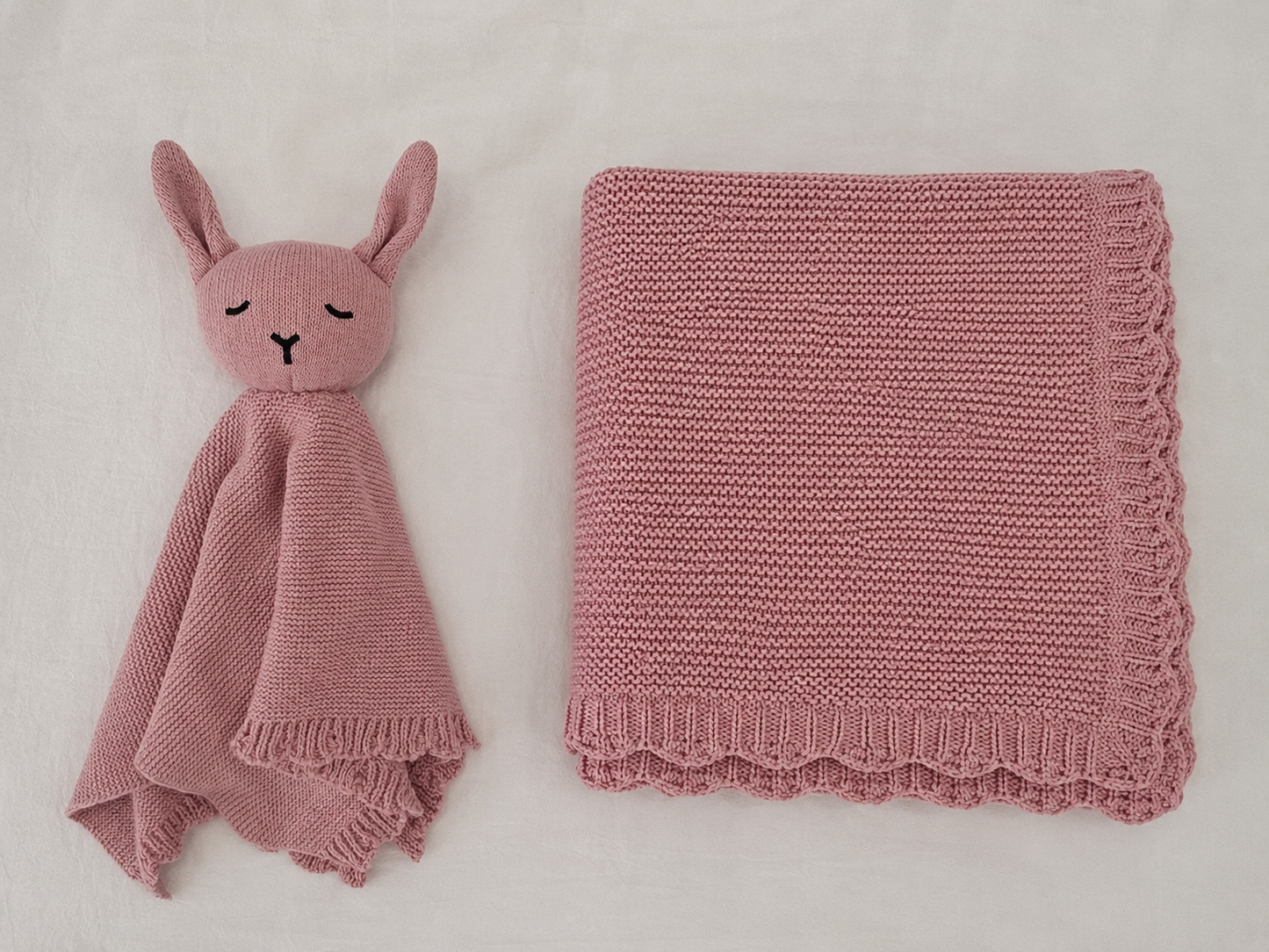 Baby Pink – Personalised Organic Cotton Bunny Comforter & Blanket Gift Set | Free Embroidery