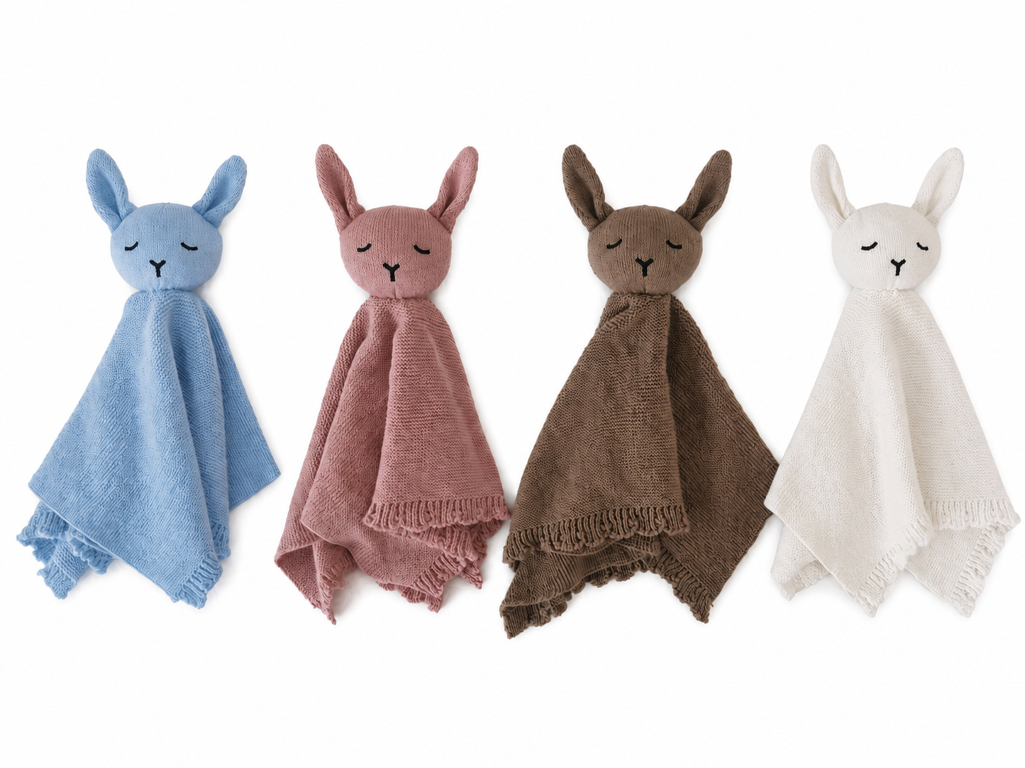 Scalloped Knitted Bunny Comforter Lovey Blanket - Free Embroidery
