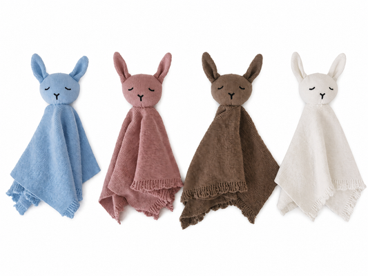Scalloped Knitted Bunny Comforter Lovey Blanket - Free Embroidery