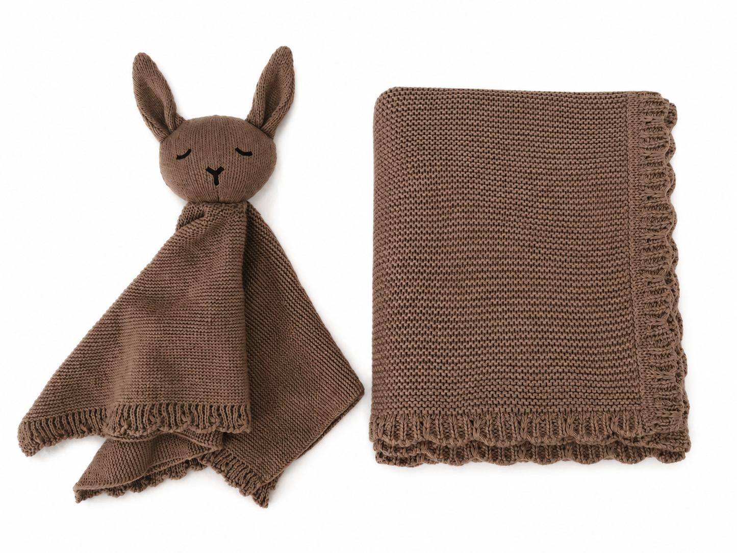 Mocha – Personalised Organic Cotton Bunny Comforter & Blanket Gift Set | Free Embroidery
