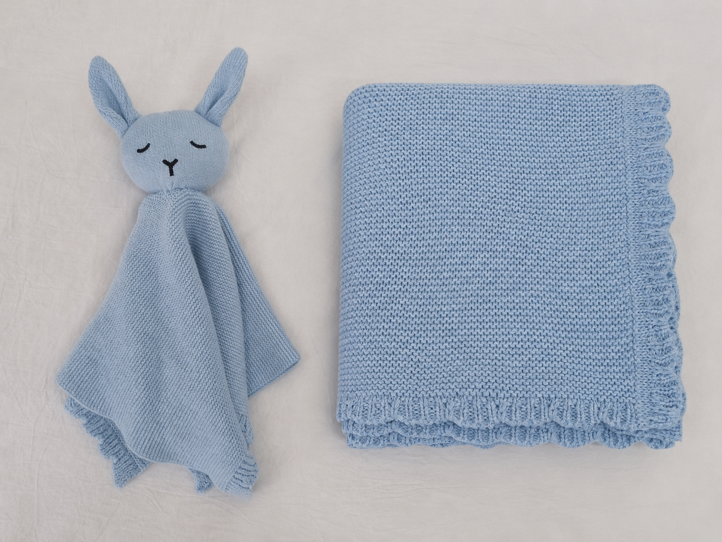 Baby Blue – Personalised Organic Cotton Bunny Comforter & Blanket Gift Set | Free Embroidery