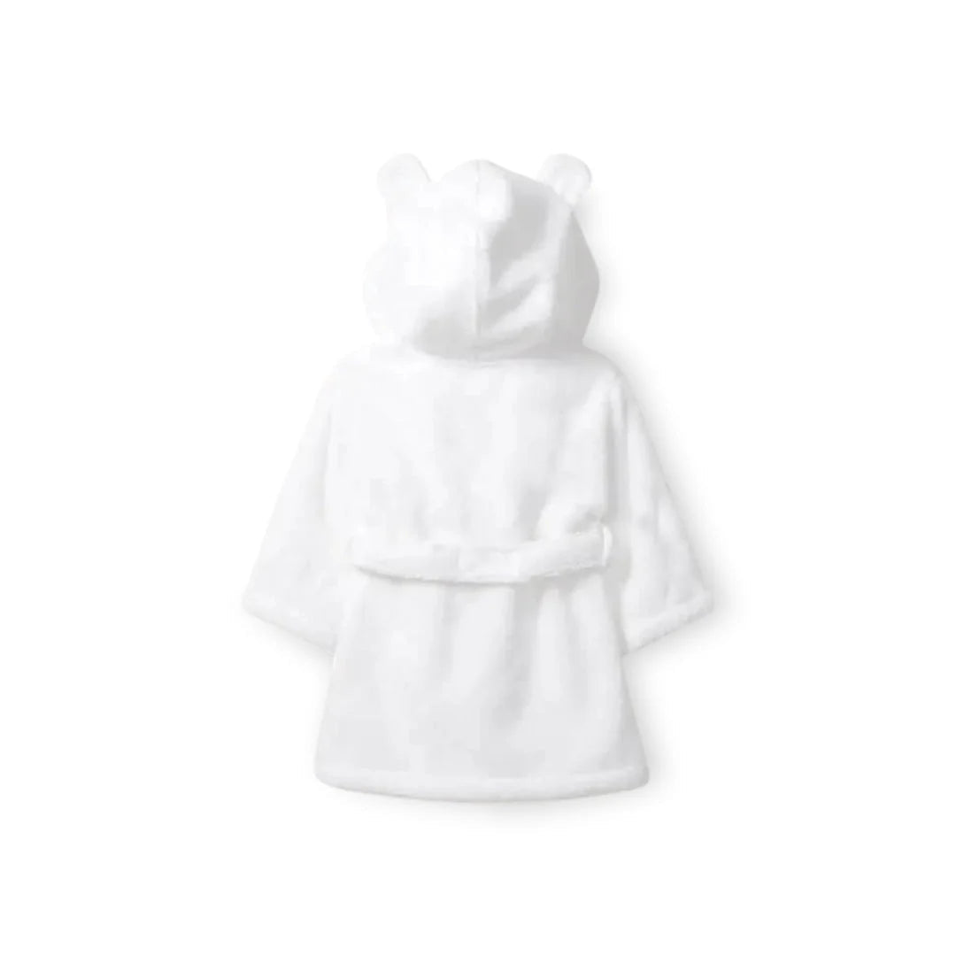 Hooded baby bathrobe with tie belt and bow detail in soft organic cotton — Maxims Gift Co. nursery gift UAE

